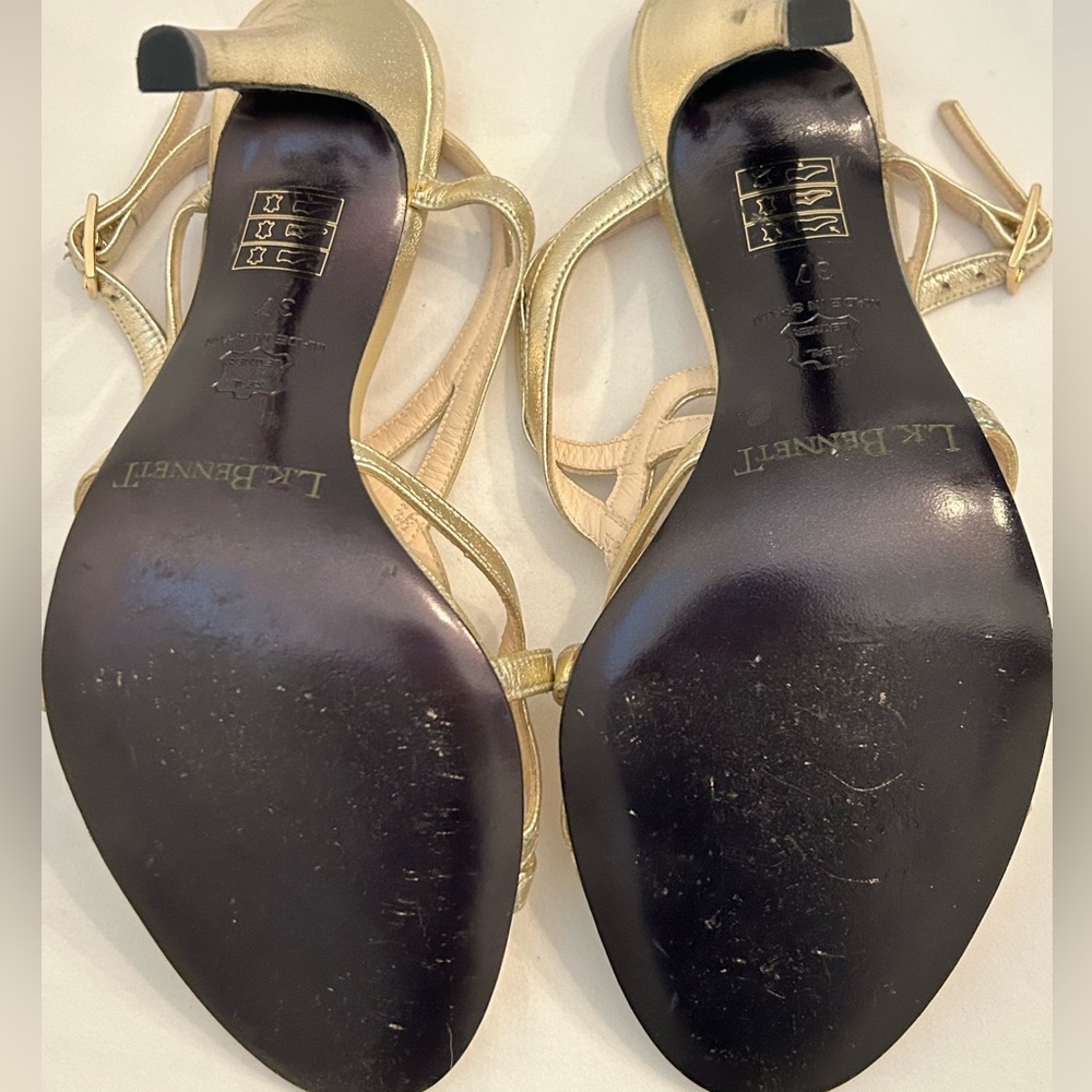 L.K. Bennett Gold Strappy Feria Heels‎ Size EU 37 - Picture 13 of 14